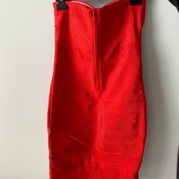 Red Bandeau Bandage Dress - Picture 2 of 5